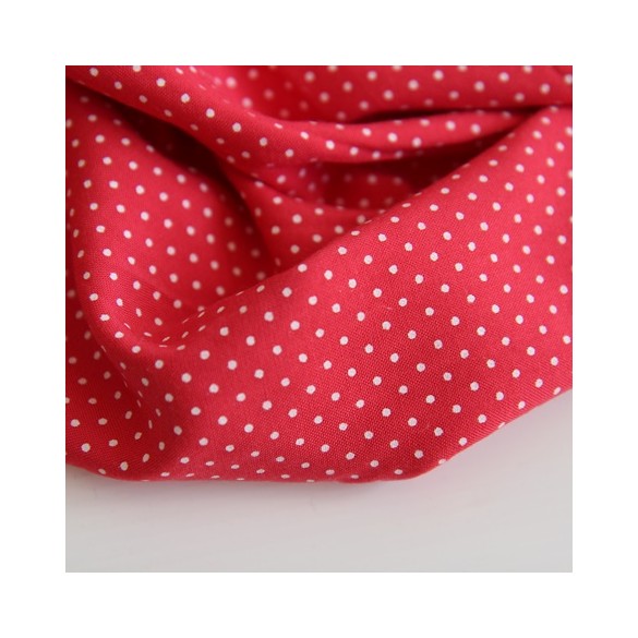 tissu viscose pois - rouge et blanc