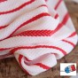 tissu viscose et coton rayures rouges