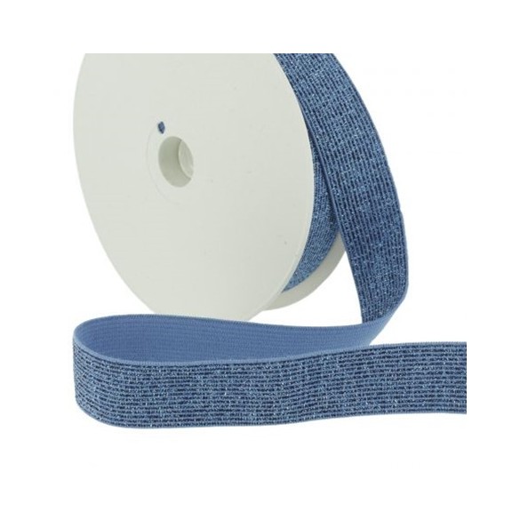 élastique bleu lurex - 20 mm
