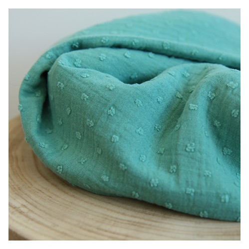 tissu double gaze plumetis - vert tissu double gaze plumetis - vert