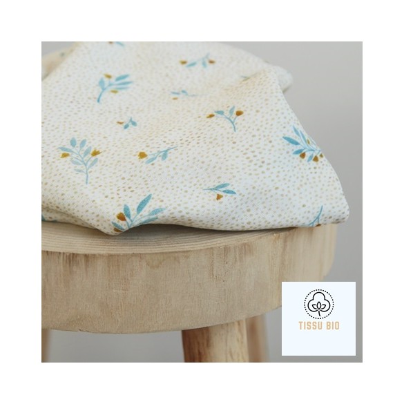 double gaze imprimé fleurs - coton bio