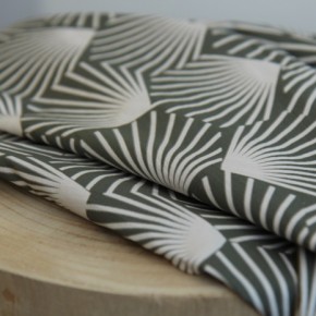 tissu coton feuilles de palmiers - kaki
