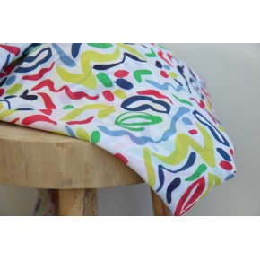tissu imprimé multicolore abstrait - un chat sur un fil