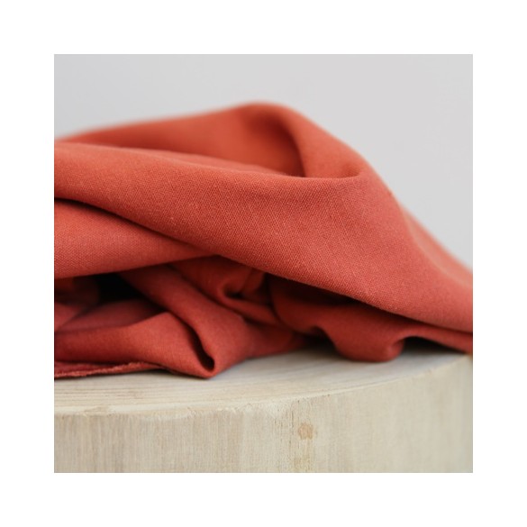 tissu coton et lin - rouille