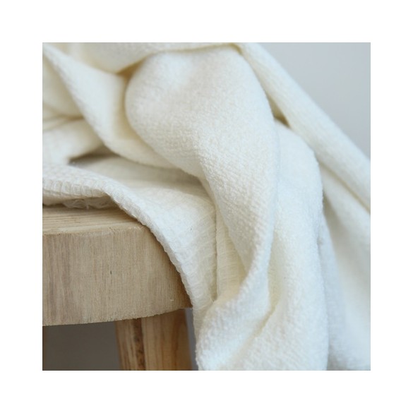 tissu nid d'abeille double face éponge - écru