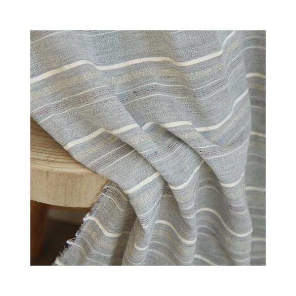 tissu en jacquard fin rayures - gris et blanc