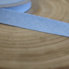 biais polycoton chambray bleu