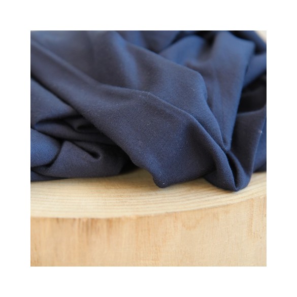 tissu bambou marine - un chat sur un fil