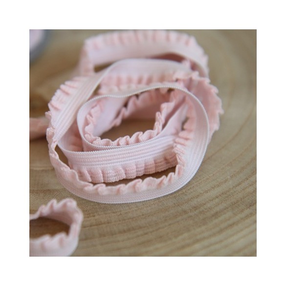 élastique froncé rose - 12 mm