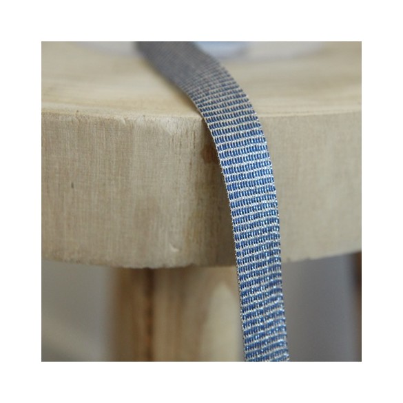 ruban lin bleu et lurex argent