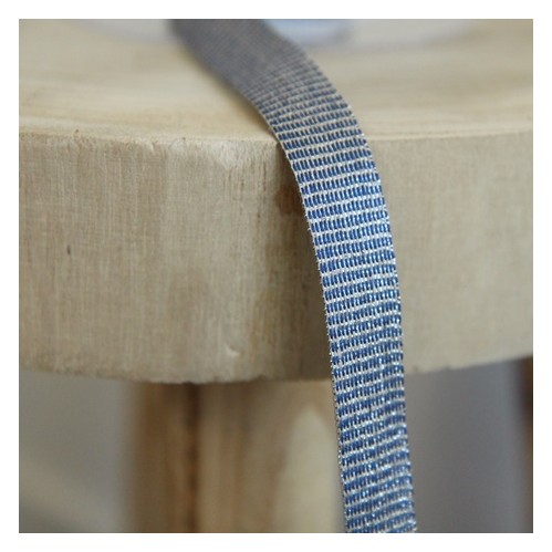 ruban lin bleu et lurex argent