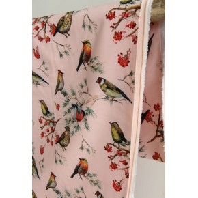 tissu softshell rose avec des oiseaux