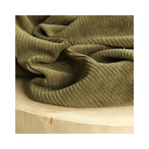 tissu velours kaki - nicky