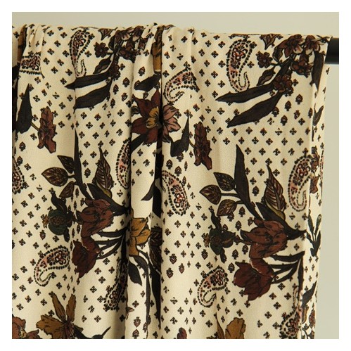 crêpe marocain fleurs et cachemire - beige crêpe marocain fleurs et cachemire - beige