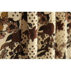 crêpe de viscose imprimé cachemire et fleurs - beige