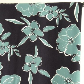 TWILL DE VISCOSE FLEURS - marine et vert