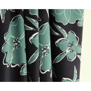 viscose à fleurs - marine et vert