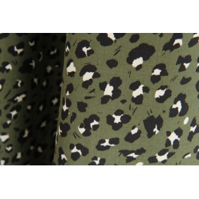 tissu fluide et opaque - fleurs kaki