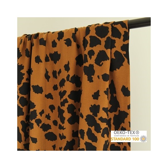 tissu viscose fluide léopard - marron et noir