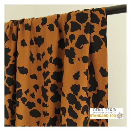tissu viscose fluide léopard - marron et noir tissu viscose fluide léopard - marron et noir