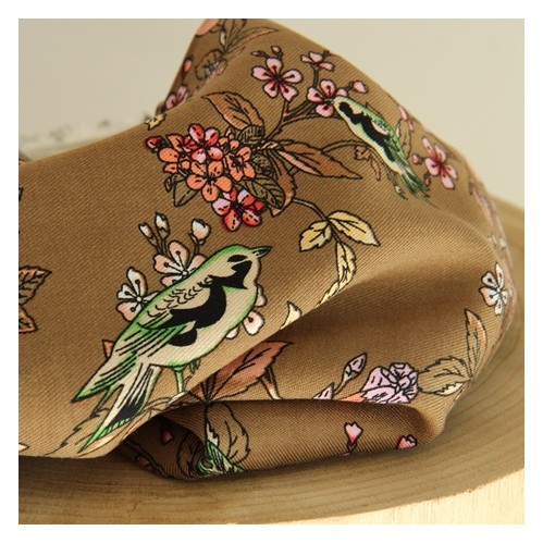 twill de viscose beige - oiseaux twill de viscose beige - oiseaux