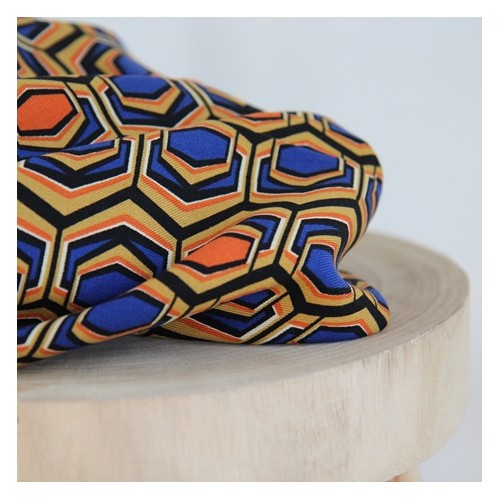 twill de viscose graphique - bleu et orange twill de viscose graphique - bleu et orange