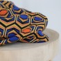 twill de viscose graphique - bleu et orange