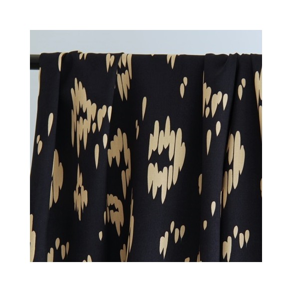 popeline de viscose marine et beige