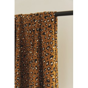 tissu viscose fluide et imprimé fleurs - camel
