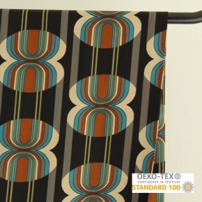tissu satin de viscose tapestry bleu et gris - un chat sur un fil
