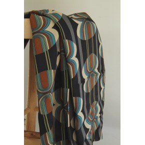 viscose imprimé rétro - tapestry bleu