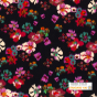 tissu satin de viscose fleuri - noir