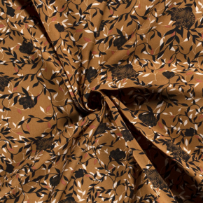 tissu fleurs - marron foncé