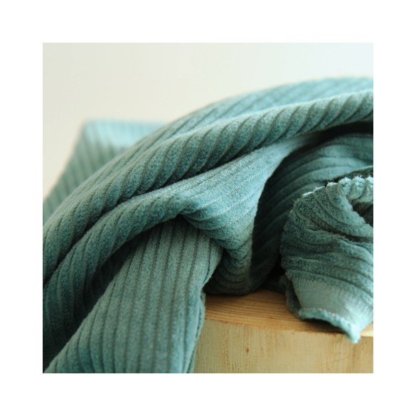 tissu en velours grosses côtes - vert d'eau