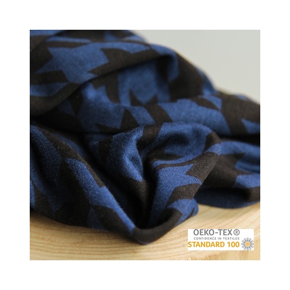 maille milano imprimée bleu et noir