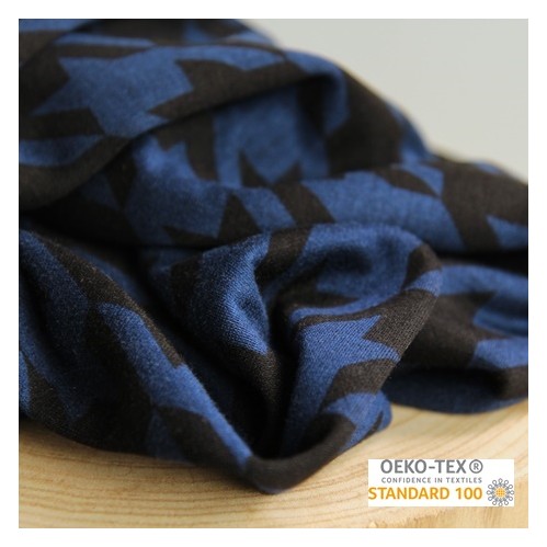 maille milano imprimée bleu et noir maille milano imprimée bleu et noir
