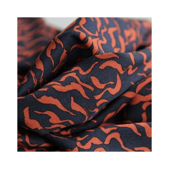 tissu viscose stretch - marine et rouille