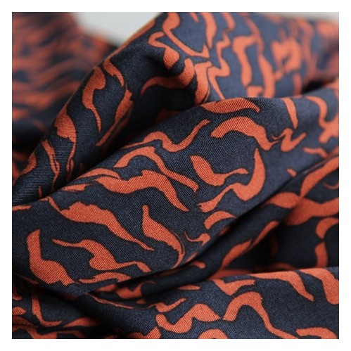tissu viscose stretch - marine et rouille tissu viscose stretch - marine et rouille