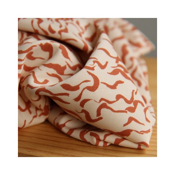 Tissu viscose stretch wave - beige
