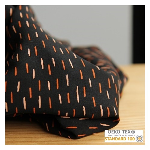 tissu viscose imprimée Paulette - noir tissu viscose imprimée Paulette - noir