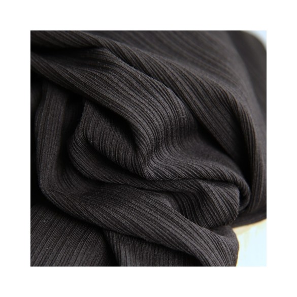 tissu maille côtelé noire - un chat sur un fil
