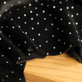 tissu jersey de velours noir à paillettes argentées