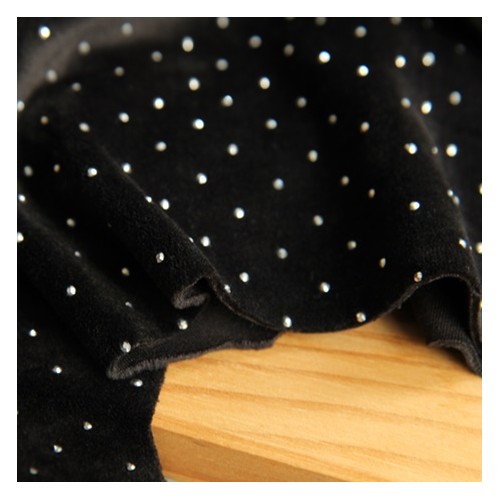 tissu jersey de velours noir à paillettes argentées tissu jersey de velours noir à paillettes argentées
