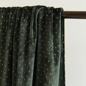 tissu velours vert à pois argentés - un chat sur un fil