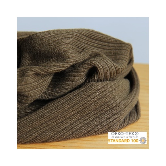 tissu jersey côtelé kaki