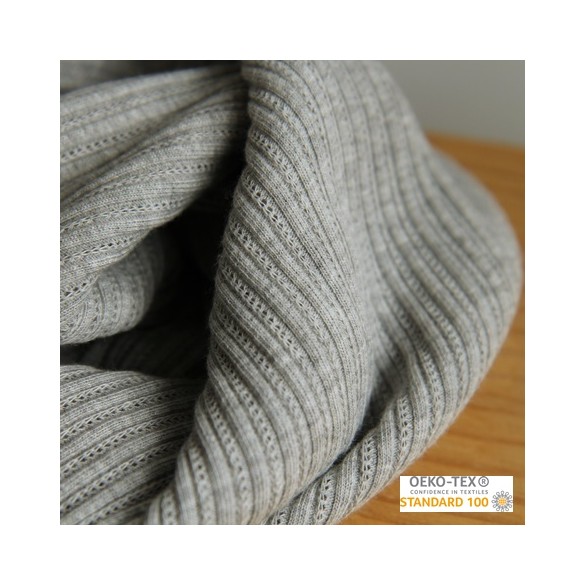 tissu jersey côtelé gris chiné