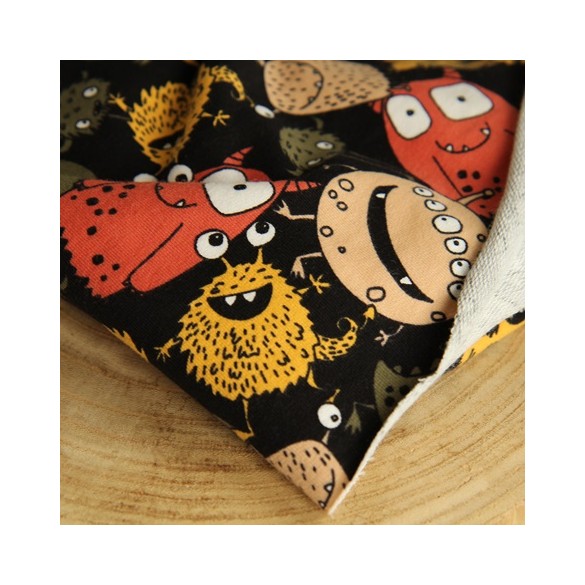 tissu fin pour sweat - black monsters