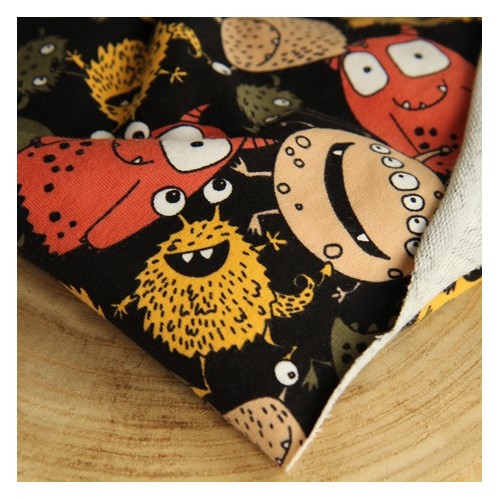 tissu fin pour sweat - black monsters tissu fin pour sweat - black monsters