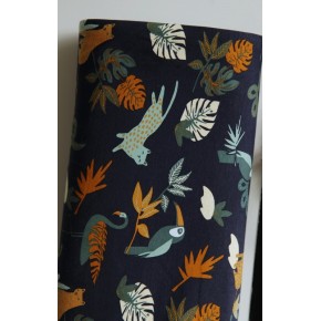 tissu jersey bio animaux - marine