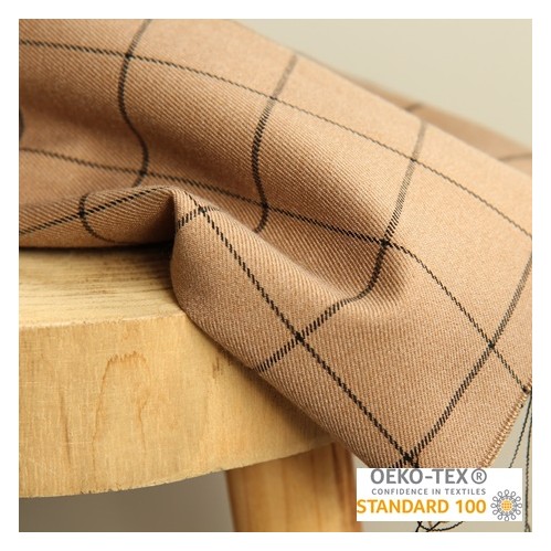 tissu flanelle à carreaux beige et noir tissu flanelle à carreaux beige et noir